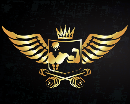 Gym and fitness symbol vip goldのイラスト素材