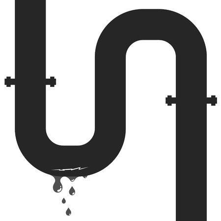 Crack and leakage in the water pipe silhouetteのイラスト素材