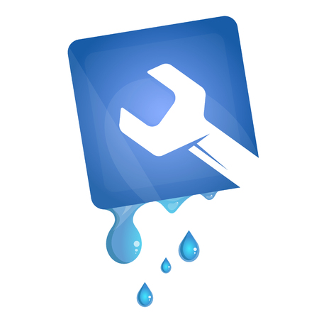 Wrench and water drop symbol for plumbing repairのイラスト素材