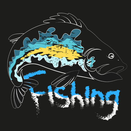 Fishing illustration with unique fishのイラスト素材
