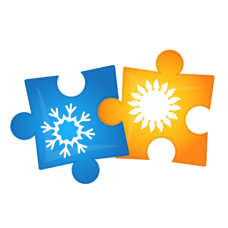 Air conditioner sun and snowflake puzzles designのイラスト素材