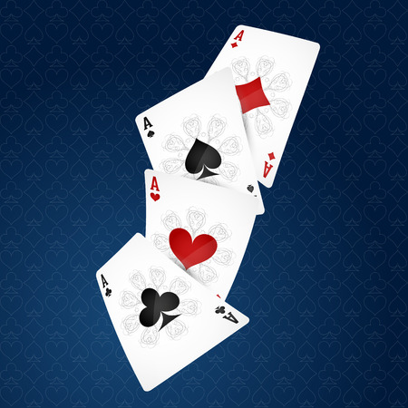Playing cards aces four suits vector
