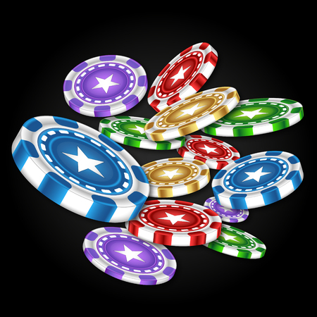 Chips of different colors for the casino set vectorのイラスト素材