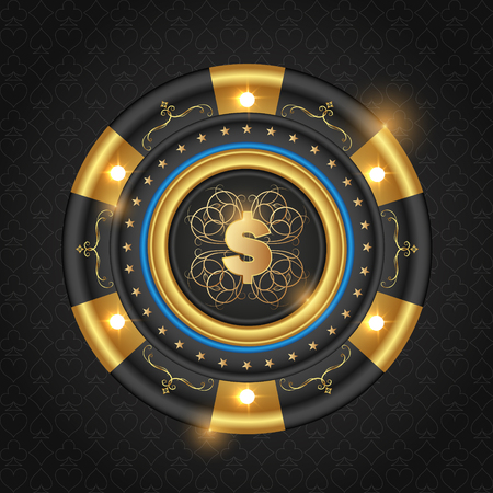 Gold game chip with ornament for casinoのイラスト素材