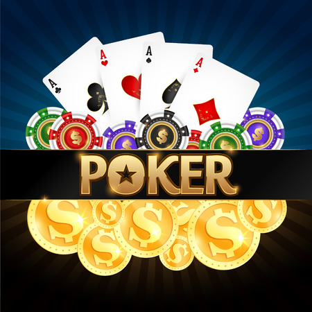 Playing cards chips and golden coins for online casinosのイラスト素材