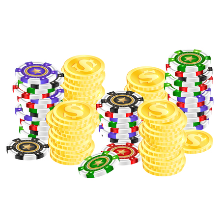 Game pieces and gold coins set vectorのイラスト素材
