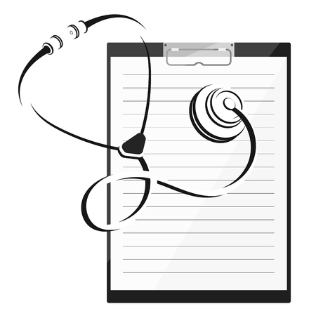 Phonendoscope for pressure measurement and notepadのイラスト素材