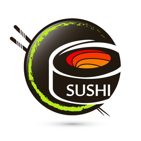 Sushi and rolls japanese food symbol designのイラスト素材