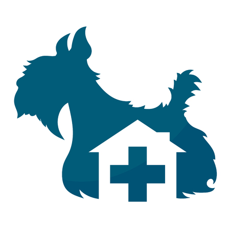 Dog and cross veterinary clinic symbolのイラスト素材
