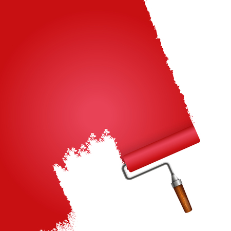 Roller red for painting wallsのイラスト素材