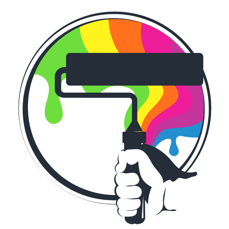Roller with paint color symbol for painterのイラスト素材