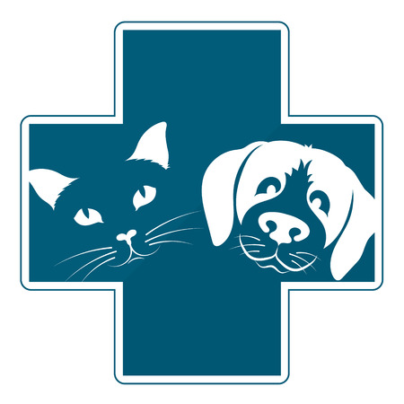 Cat and dog blue cross veterinary clinicのイラスト素材