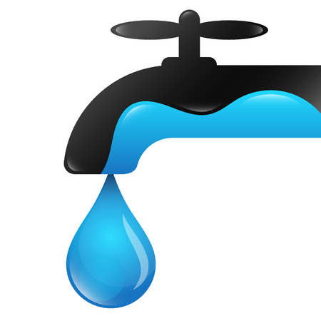 Water tap and blue drop of water designのイラスト素材
