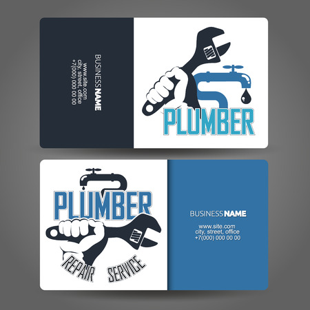 Business card concept for the repair of plumbing and sanitary wareのイラスト素材