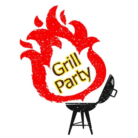 Black grill and barbecue tongues of fireのイラスト素材
