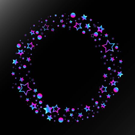 Unique abstraction with colorful stars and circles for congratulationsのイラスト素材