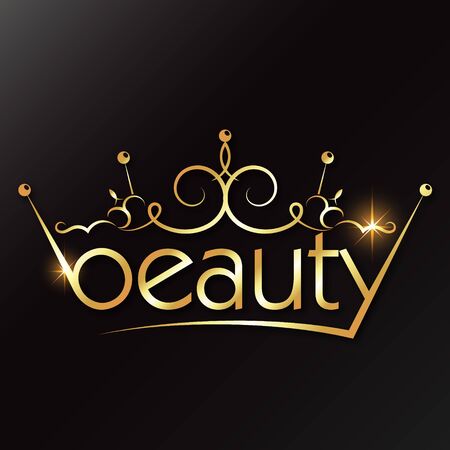 Beauty salon gold crown designのイラスト素材