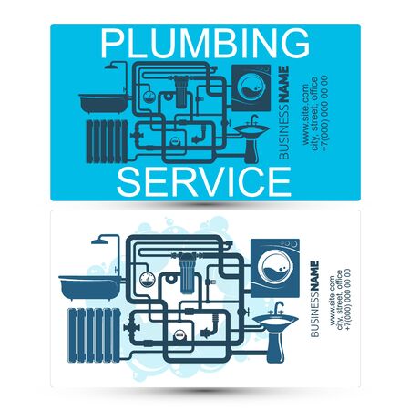 Plumbing and piping service and maintenance business card conceptのイラスト素材