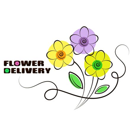 Flowers delivery and sale beautiful silhouette for businessのイラスト素材