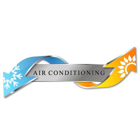 Cooling and heating arrows sun and snowflake air conditioning symbolのイラスト素材