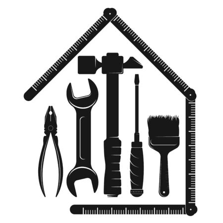 Repair and service house with tool symbol for businessのイラスト素材