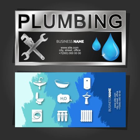 Plumbing repair and service business card unique conceptのイラスト素材