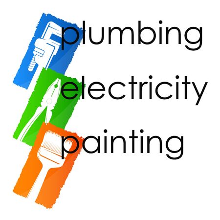 Symbol plumbing painting and electrician repair and installationのイラスト素材