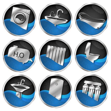 Plumbing symbols equipment installation and repair setのイラスト素材