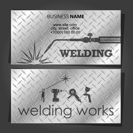 Business card for a welder with welding machine and toolのイラスト素材