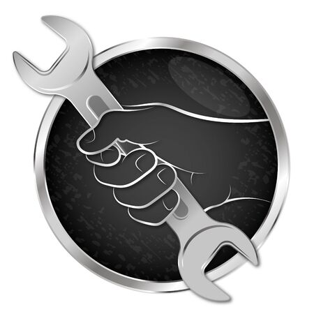 Wrench in hand design for repair and serviceのイラスト素材
