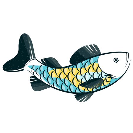 Fish unique silhouette for fishing hobbiesのイラスト素材