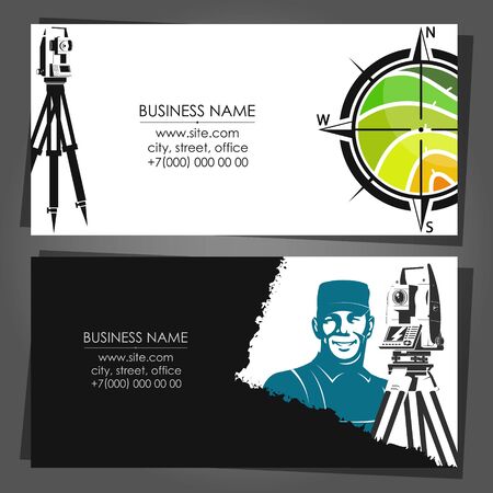 Business card concept engineer land surveying and measuring landのイラスト素材