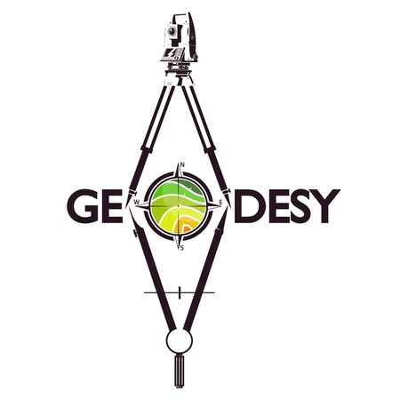 Surveying instrument and compass symbol for engineer surveying landのイラスト素材