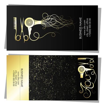 Golden business card concept for beauty salon stylistのイラスト素材