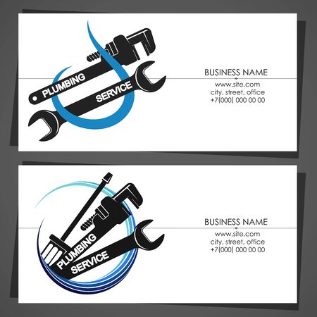 Business card with a drop of water and wrench for plumbing repairsのイラスト素材