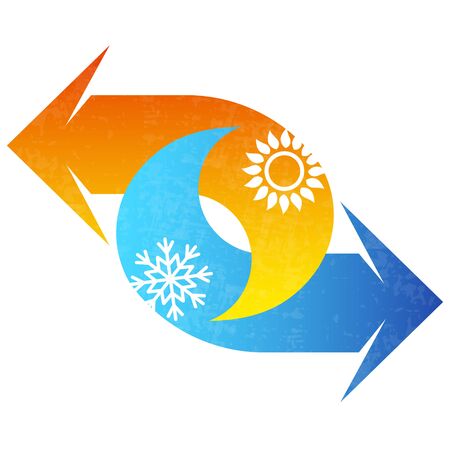 Air conditioning heating red and cooling blue arrow symbolのイラスト素材