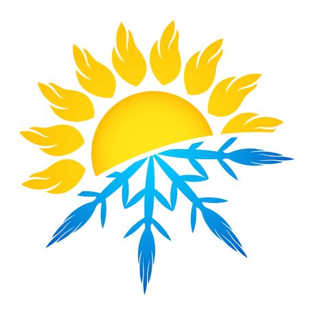 Sun and snowflake symbol air conditioning ventilation and heating symbolのイラスト素材