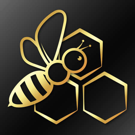 Bee and honeycomb golden symbolのイラスト素材