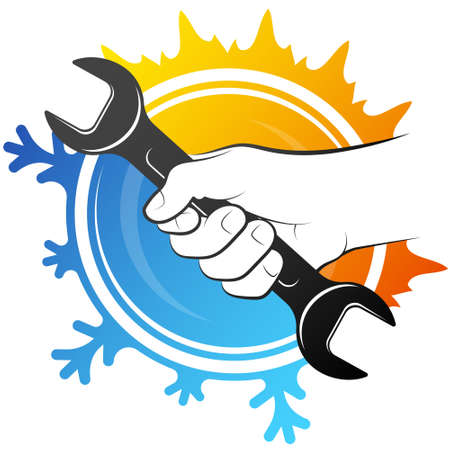 Repair and service air conditioner symbolのイラスト素材