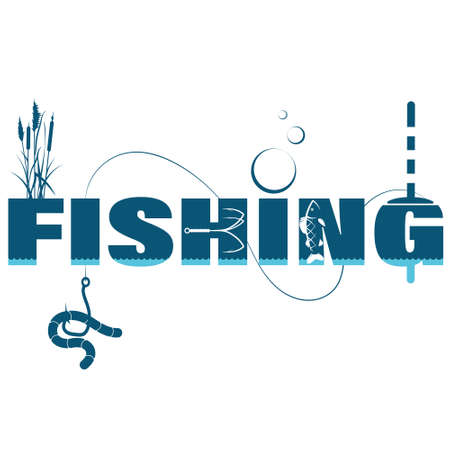 Design for fishing with rod and tackleのイラスト素材