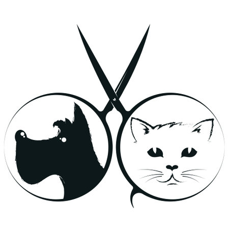 Scissors and dogs with cat grooming petsのイラスト素材