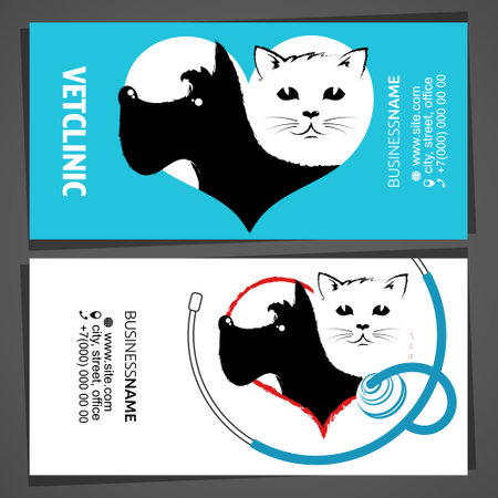 Veterinarian treatment pet business cardsのイラスト素材