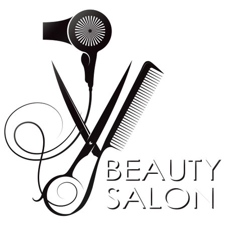 Scissors and comb with hairdryer symbol for beauty salonのイラスト素材