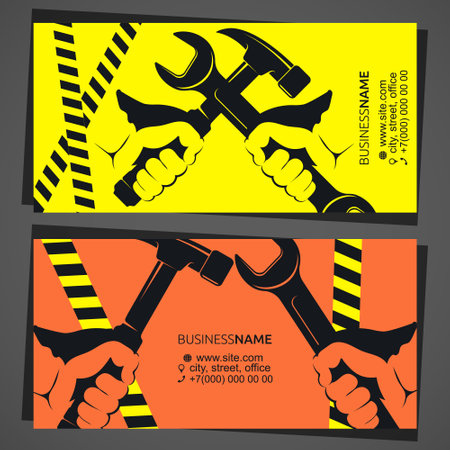 Wrench in hand repair business cardのイラスト素材
