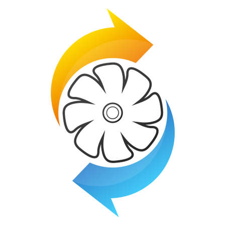 House roof sun snowflake and green leaf air conditioner symbolのイラスト素材