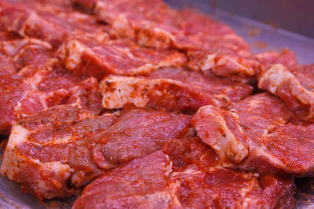 Cuts of meat pork ribs for grillingの写真素材