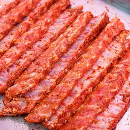 Cuts of meat pork ribs for grillingの写真素材