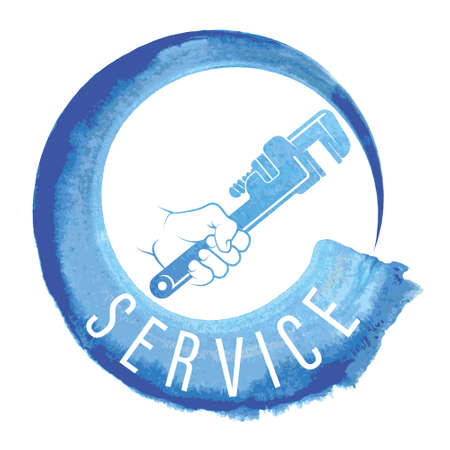 Wrench in hand symbol for plumberのイラスト素材