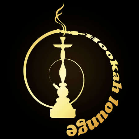 Gold banner hookah shisha relaxのイラスト素材