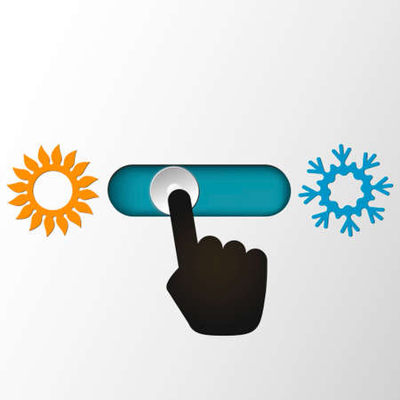 Choice of hand heating sun or cooling snowflakeのイラスト素材